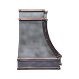 USA Designer Custom Zinc Kitchen Hood with Decorative Straps URHZ-13