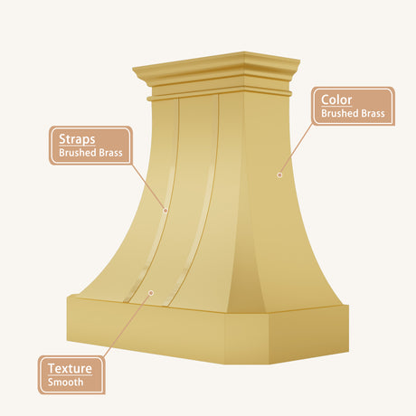 USA Designer Handcraft Brass Range Hood with Brass Straps URHB-67