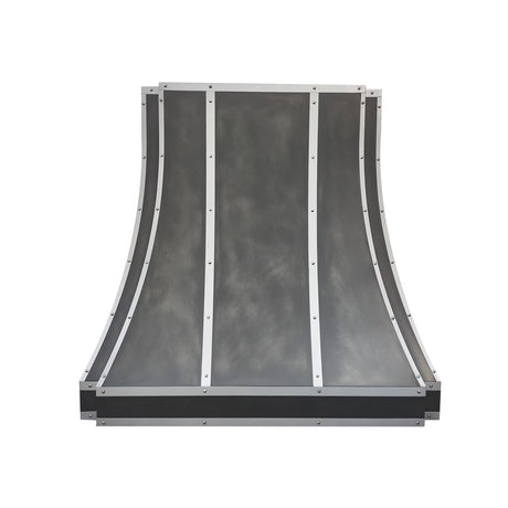 USA Custom Zinc Range Hood with Silver Straps URHZ-05