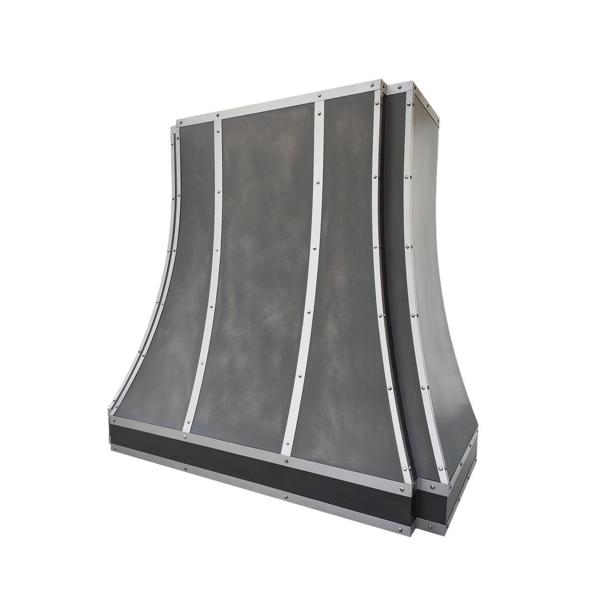 USA Custom Zinc Range Hood with Silver Straps URHZ-05