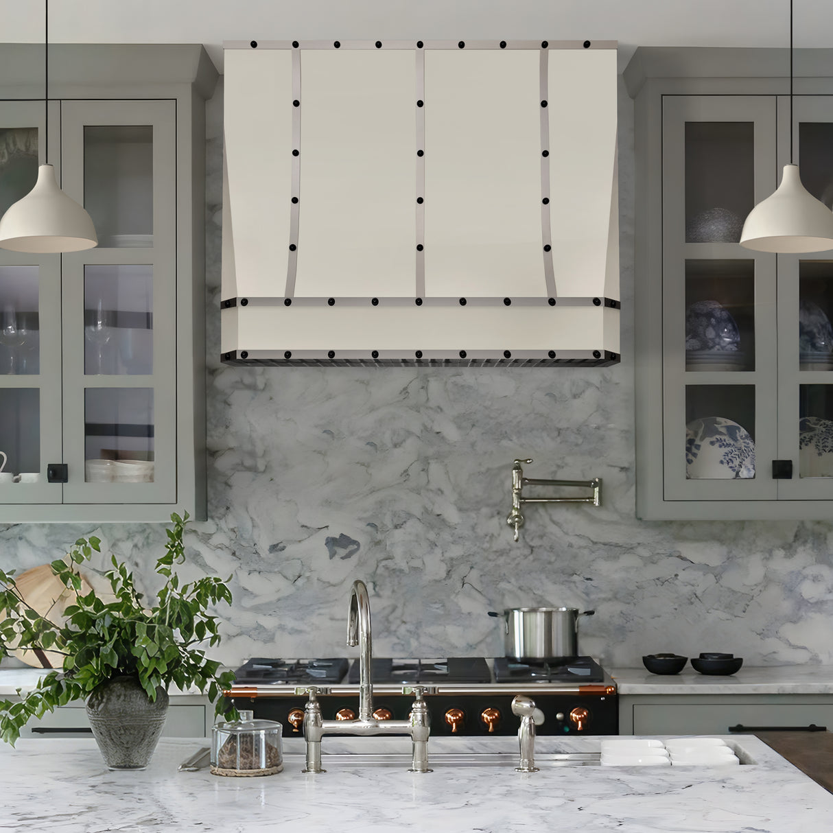 USA Glossy White Luxury Stainless Steel Kitchen Hood URHS-229