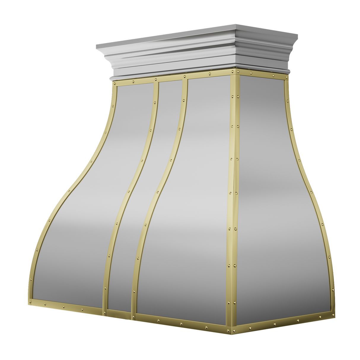 USA Bell Custom Kitchen Hood Stainless Steel with Brass Straps URHS-38