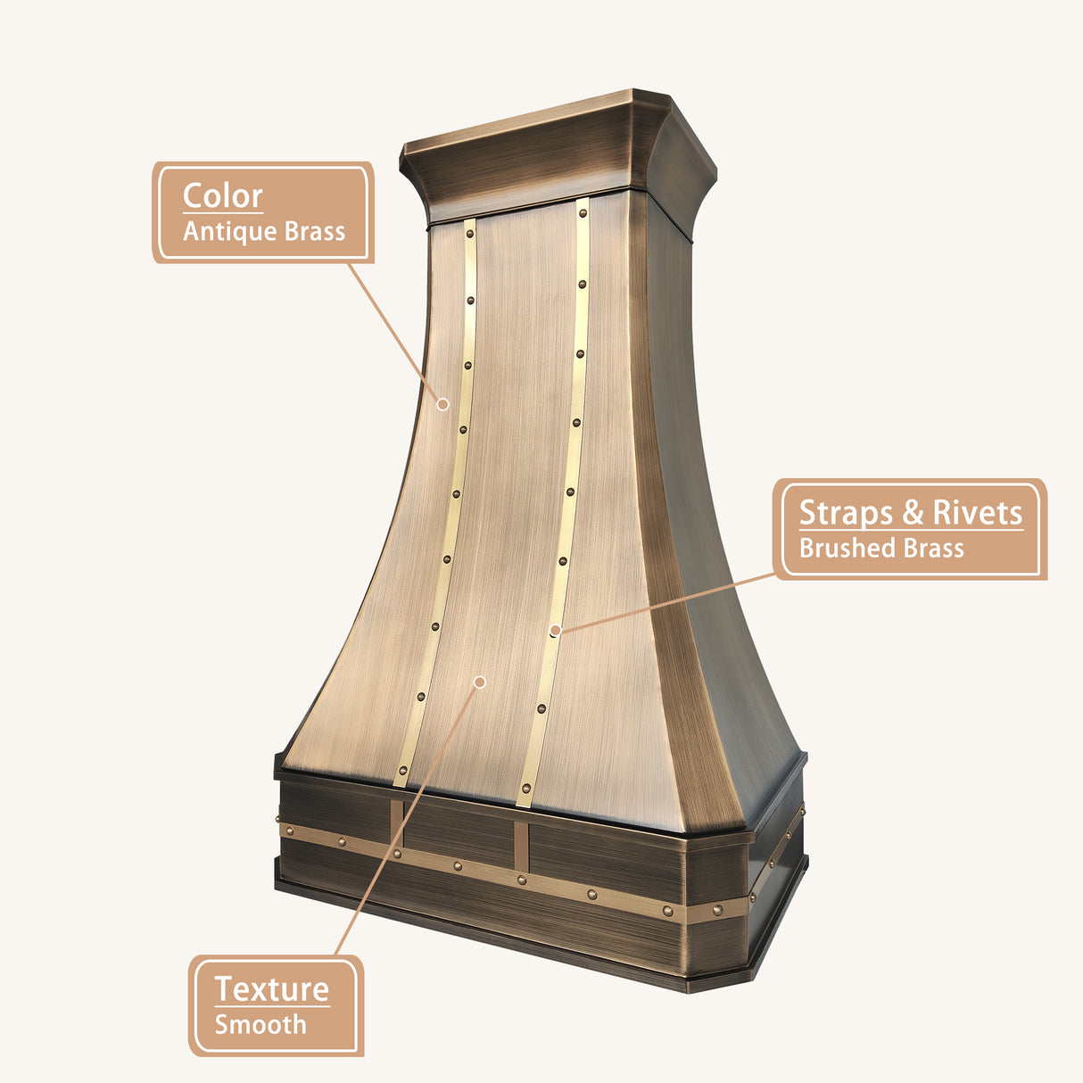 USA Handmade Brass Exhaust Hood with Classic Straps URHB-141
