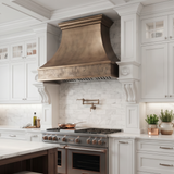 USA Handmade Brass Vent Hood with Heavy Hammered Apron and Crown URHB-131