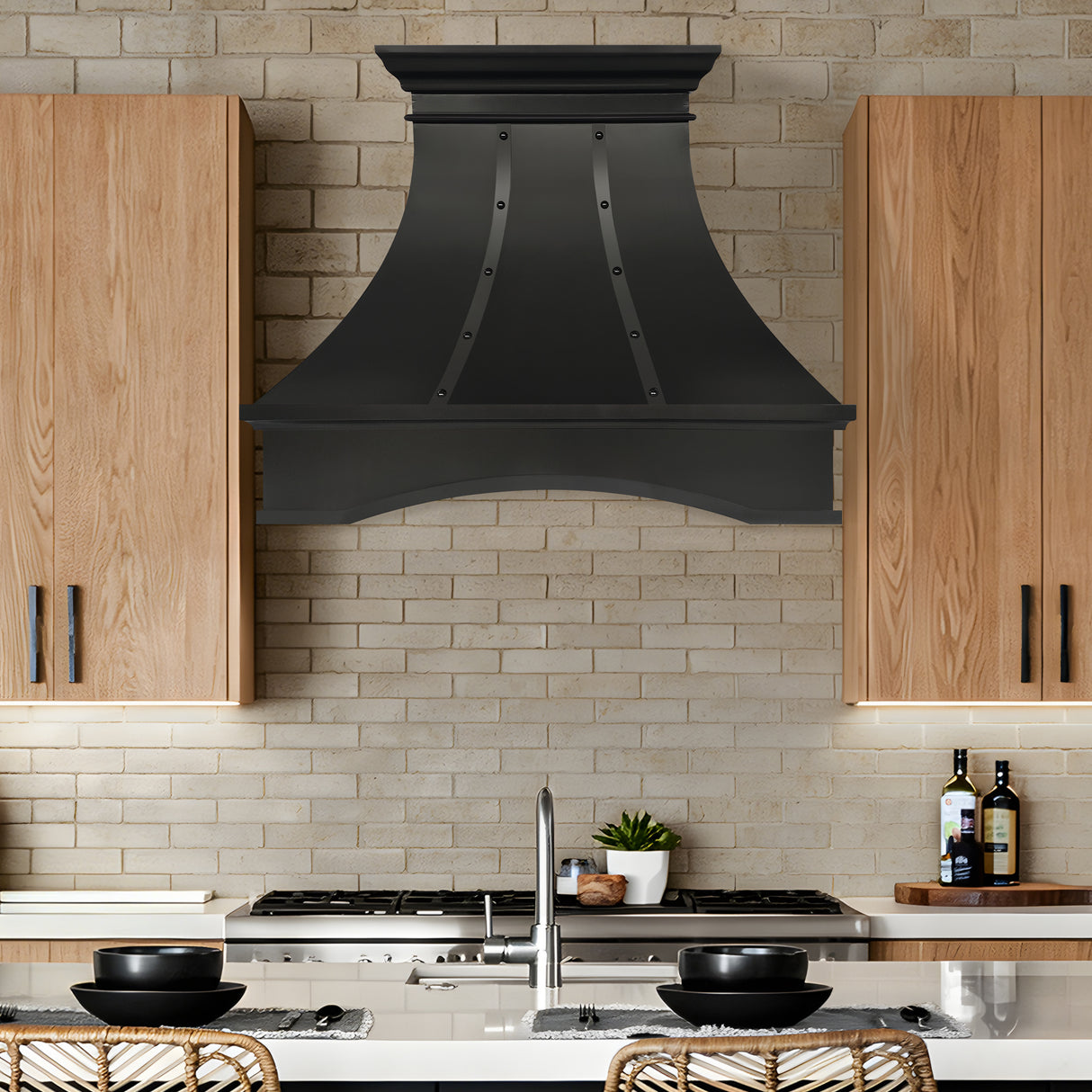 USA Handmade Bronze Copper Exhaust Hood with Arch Apron URHC-101