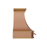 USA Handmade Natural Copper Stove Hood with Brass Pot Rack URHC-108