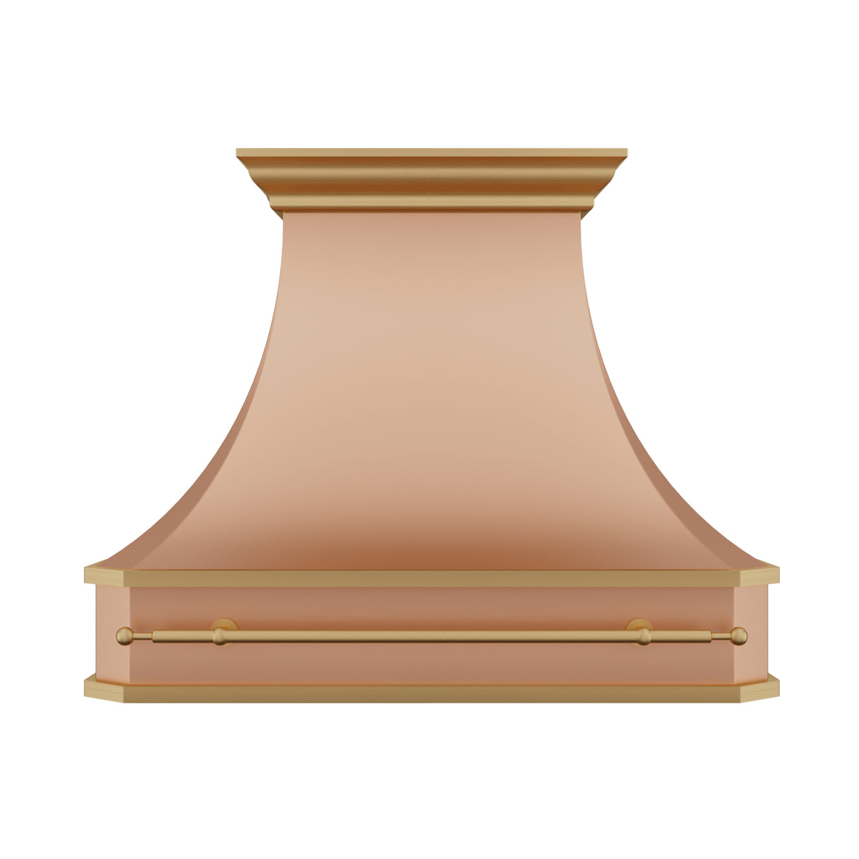 USA Handmade Natural Copper Stove Hood with Brass Pot Rack URHC-108