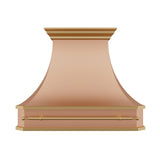 USA Handmade Natural Copper Stove Hood with Brass Pot Rack URHC-108