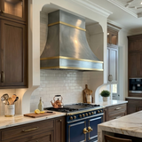 USA Handmade Zinc Kitchen Hood with Artisan Brass Straps URHZ-29
