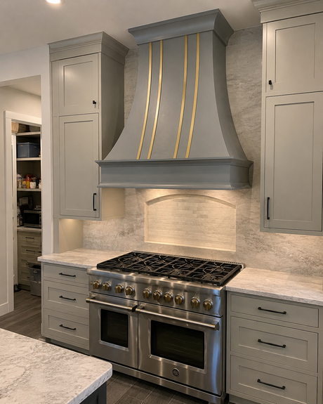 USA Industrial Custom Metal Range Hood with Brass Accent URHS-25