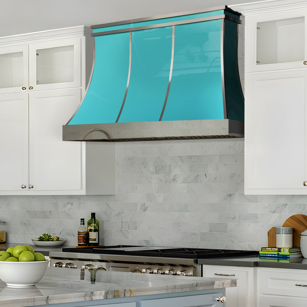 USA Luxury Glossy Blue Stainless Steel Kitchen Hood URHS-217