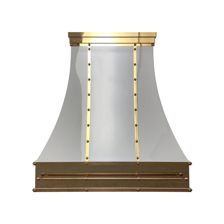 USA Luxury Stainless Steel Kitchen Hood with Polished Brass Details URHS-112