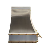 USA Luxury Stainless Steel Vent Hood Featuring Polished Brass Straps URHS-147