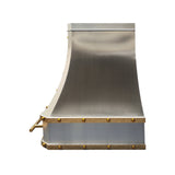USA Luxury Stainless Steel Vent Hood Featuring Polished Brass Straps URHS-147