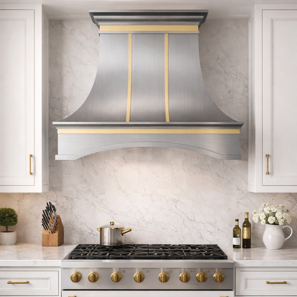 USA Luxury Stainless Steel Vent Hood with Arch Design Apron URHS-143