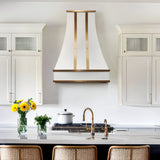 USA Custom Stainless Steel Luxury Vent Hood with Brass Straps and Rivets URHS-43