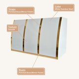 USA Luxury White Stainless Steel Stove Hood Faeaturing Polished Brass Straps URHS-256