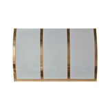 USA Luxury White Stainless Steel Stove Hood Faeaturing Polished Brass Straps URHS-256