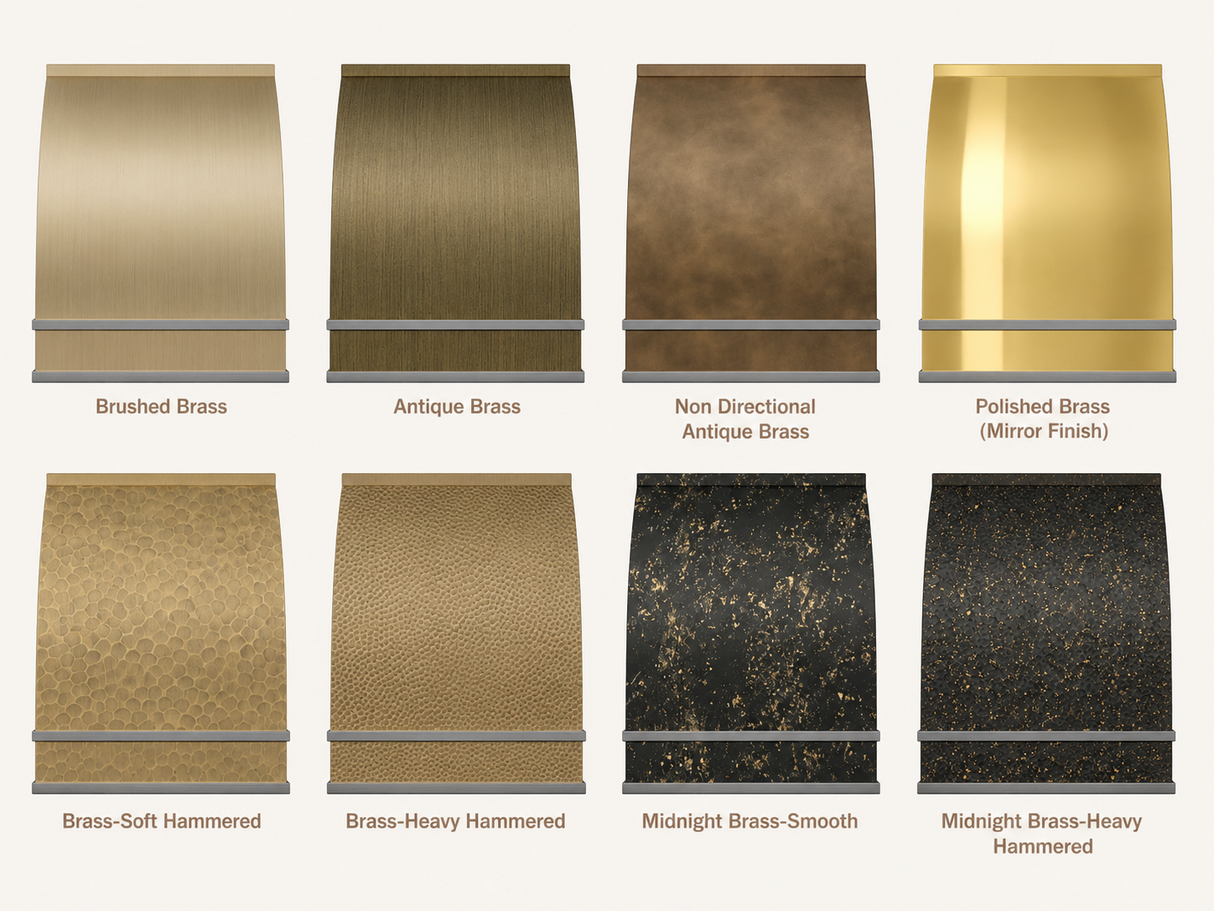 USA Minimal Brass Kitchen Hood Featuring Stainless Steel Straps URHB-113
