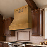 USA Minimal Custom Brass Range Hood with Soft Hammered Finish URHB-166