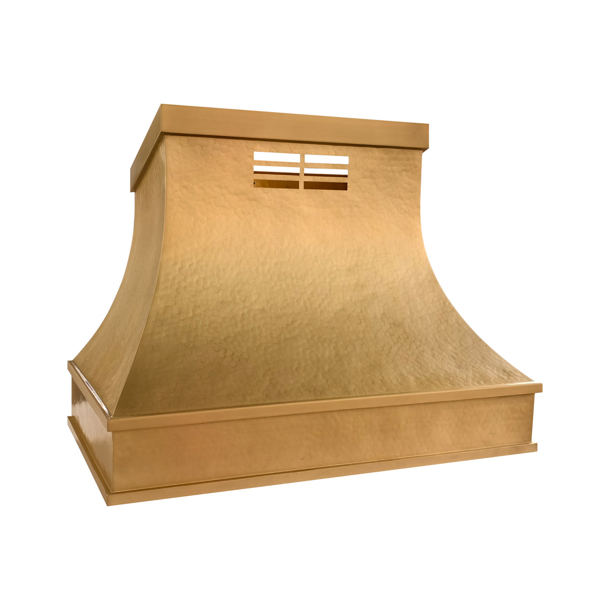 USA Minimal Custom Brass Range Hood with Soft Hammered Finish URHB-166