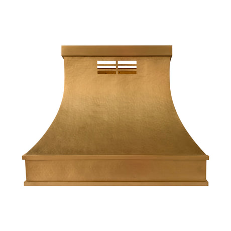 USA Minimal Custom Brass Range Hood with Soft Hammered Finish URHB-166