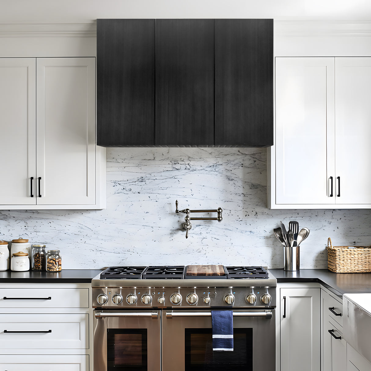 USA Grey Stainless Steel Custom Range Hood Featuring Box Shaped URHS-123