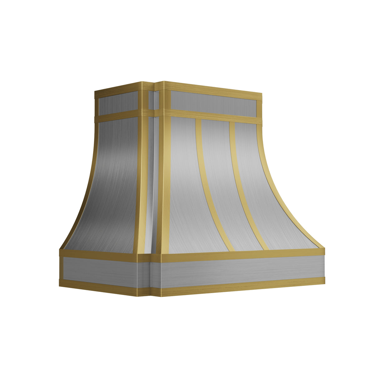USA Minimal Stainless Steel Exhaust Hood with Artisan Brass Straps URHS-236
