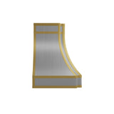 USA Minimal Stainless Steel Exhaust Hood with Artisan Brass Straps URHS-236
