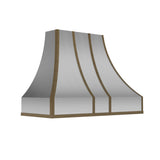 USA Minimal Stainless Steel Kitchen Hood with Antique Brass Straps URHS-258