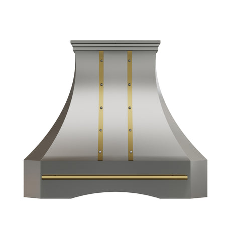 USA Custom Stainless Steel Kitchen Vent Hood with Brass Straps URHS-192