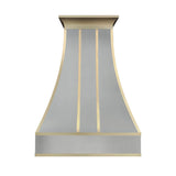 USA Custom Stainless Steel Vent Hood with Artisan Brass Straps URHS-185