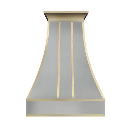 USA Custom Stainless Steel Vent Hood with Artisan Brass Straps URHS-185