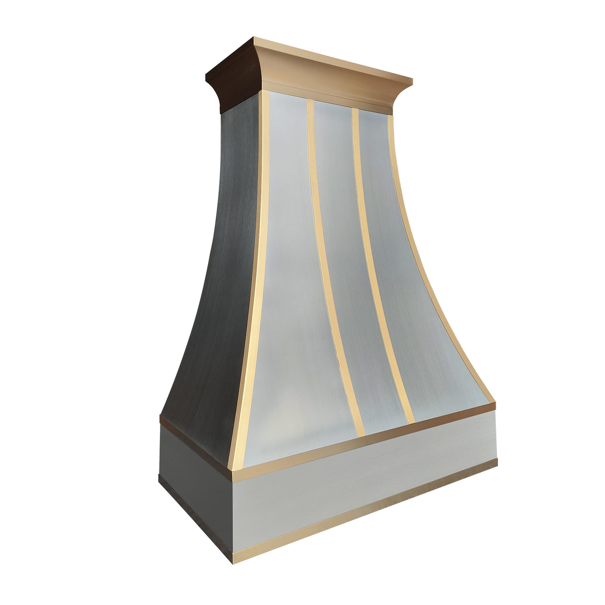 USA Custom Stainless Steel Vent Hood with Artisan Brass Straps URHS-185