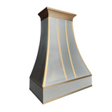 USA Custom Stainless Steel Vent Hood with Artisan Brass Straps URHS-185