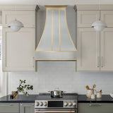 USA Custom Stainless Steel Vent Hood with Artisan Brass Straps URHS-185