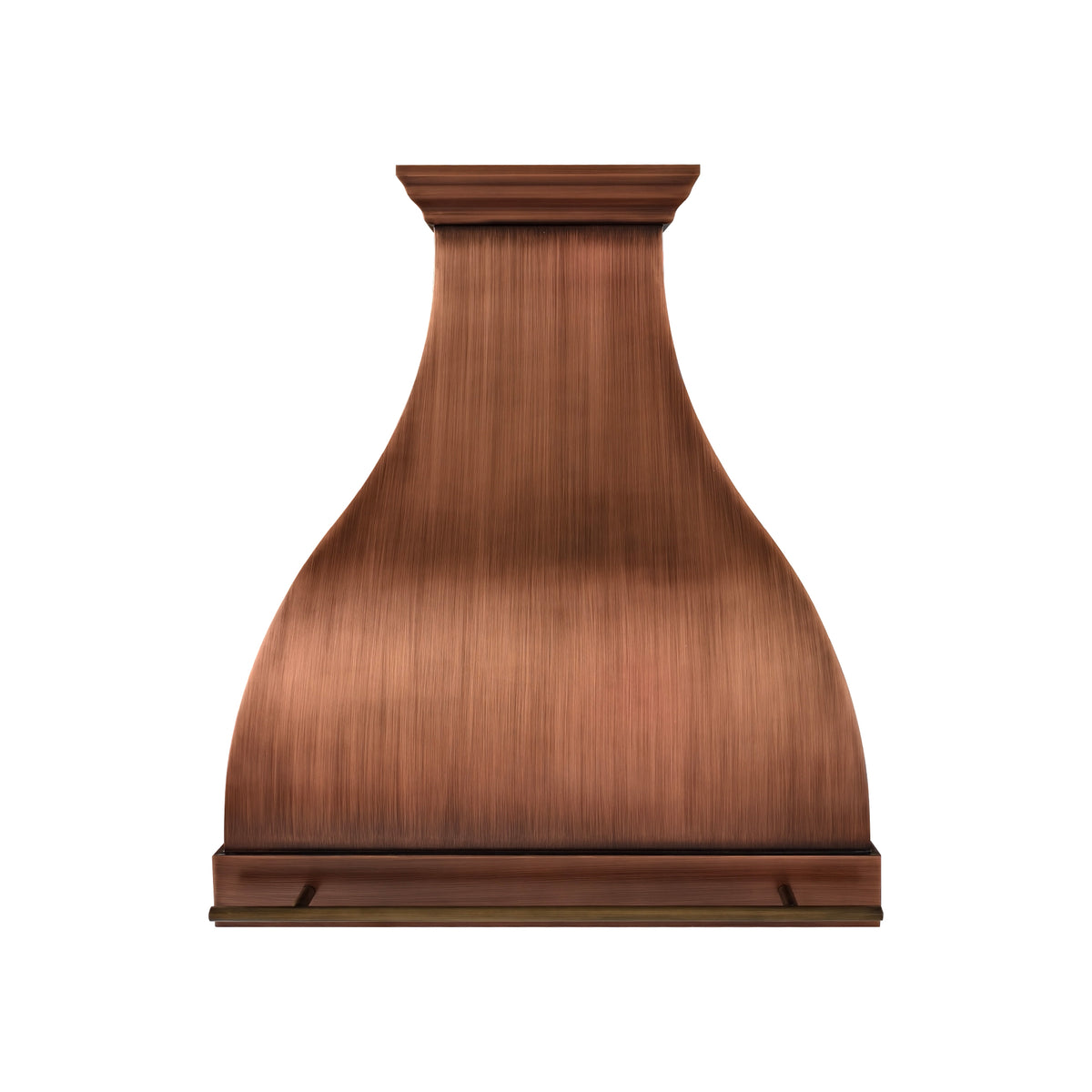 USA Modern Copper Vent Hood with Antique Brass Pot Rack URHC-112