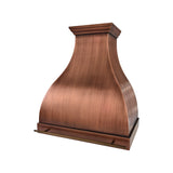 USA Modern Copper Vent Hood with Antique Brass Pot Rack URHC-112