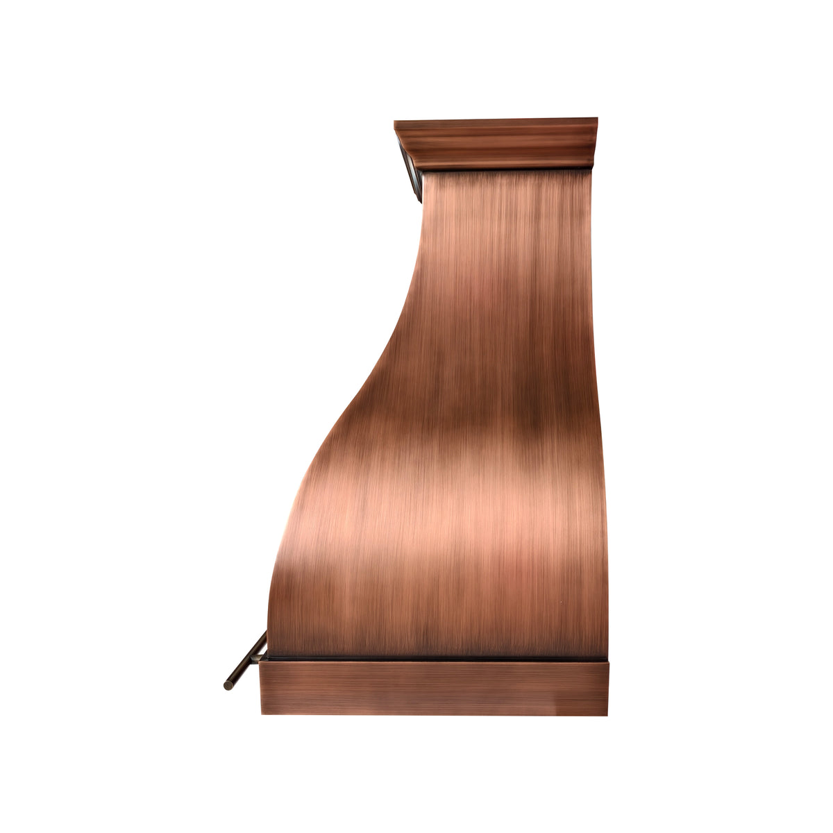 USA Modern Copper Vent Hood with Antique Brass Pot Rack URHC-112