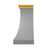 USA Modern Stainless Steel Range Hood with Custom Brass Crown URHS-167