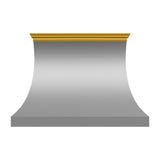 USA Modern Stainless Steel Range Hood with Custom Brass Crown URHS-167