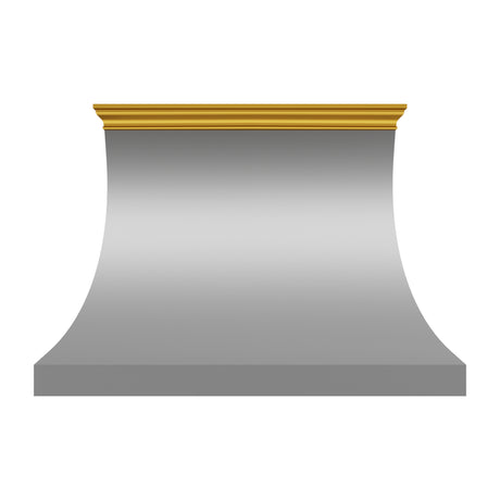USA Modern Stainless Steel Range Hood with Custom Brass Crown URHS-167