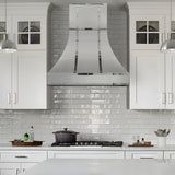 USA Modern Stainless Steel Custom Range Hood with Polished Straps URHS-198