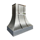 USA Modern Stainless Steel Custom Range Hood with Polished Straps URHS-198