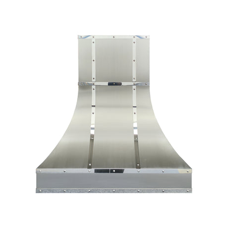 USA Modern Stainless Steel Custom Range Hood with Polished Straps URHS-198