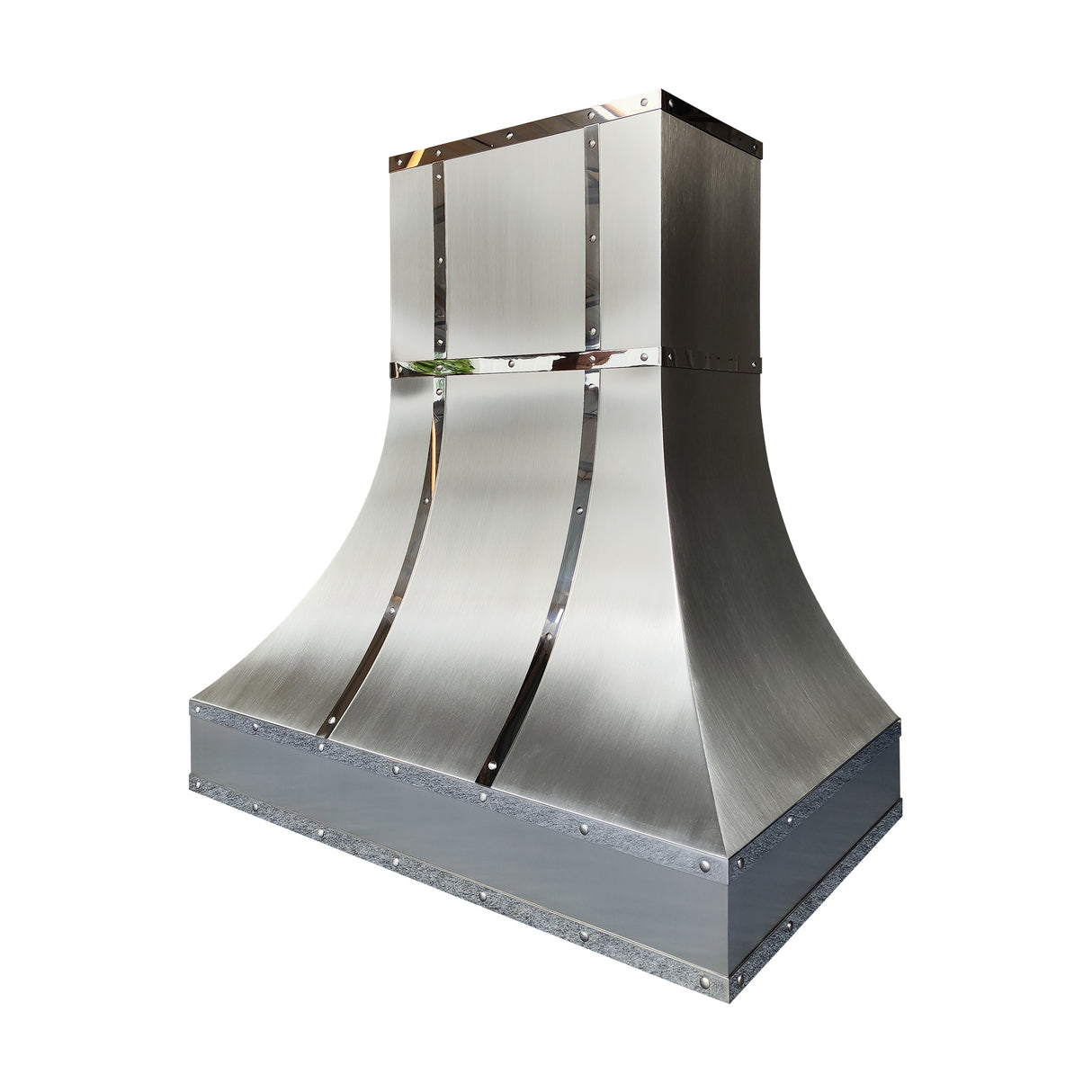 USA Modern Stainless Steel Custom Range Hood with Polished Straps URHS-198