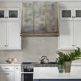 USA Modern Zinc Stove Hood with Decorative Brass Straps URHZ-10