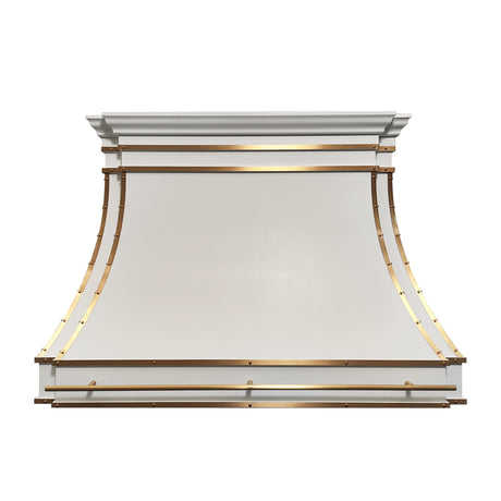 USA Custom White Range Hood with Artistic Curved Design URHS-29