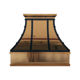USA Polished Brass Vent Hood with Black Stainless Steel Straps URHB-106