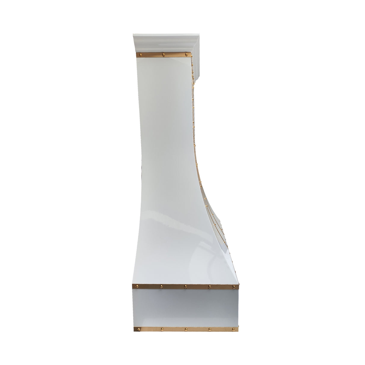 USA White Designer Stainless Steel Kitchen Hood with Brass Straps URHS-175